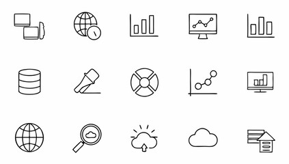 data analytics set of web icons in line style  dat.eps