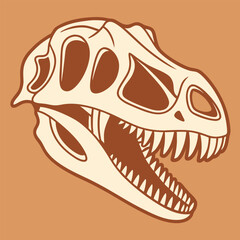 T-Rex Skull Illustration: Prehistoric Dinosaur Skeleton Vector Design © Design Planer