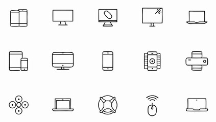 devices set of web icons in line style  electronic.eps