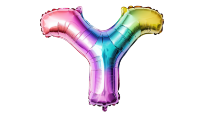 a colorful shiny balloon shaped like the letter y showcasing a gradient of vibrant colors that create a festive and playful atmosphere