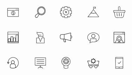digital marketing set of web icons in line style  .eps