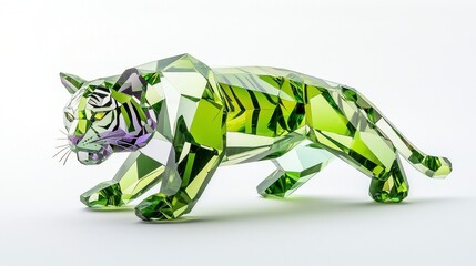 Fototapeta premium Green Crystal Tiger Sculpture