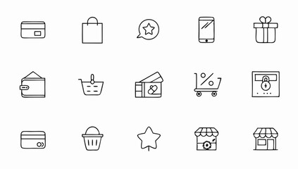 e commerce and shopping set of web icons in line s.eps