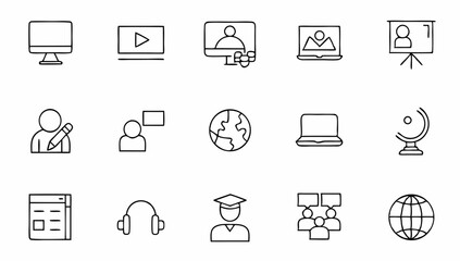 e learning set of web icons in line style  online  (3).eps
