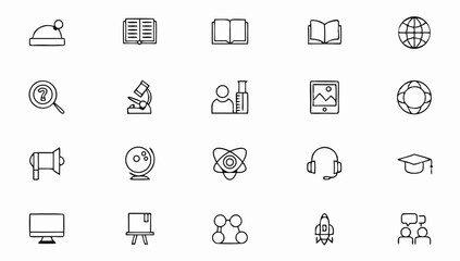 education set of web icons in line style  learning.eps