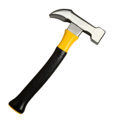 Yellow-handled hammer for DIY projects, woodworking, and home repairs in a bright, clean setting. on transparent background