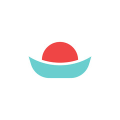 Graphic Design of Colorful Boat Sun Illustration