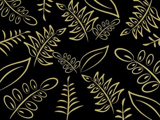 Fototapeta premium Golden leaves pattern
