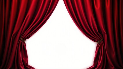 Bold waves of crimson fabric surge and undulate as the heavy curtain is drawn open