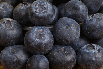 Close up of a pile blueberries.