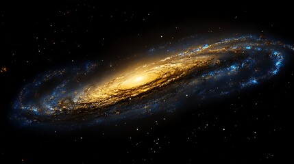 Fototapeta premium Stunning Spiral Galaxy in Deep Space, A stunning spiral galaxy with bright core and swirling arms in deep space