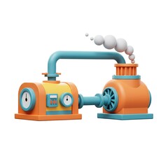3D cartoon rotating generator with exhaust