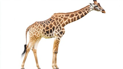 Fototapeta premium A giraffe standing on a white background.