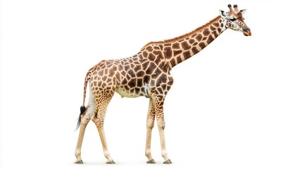 Fototapeta premium Single giraffe isolated on white background.