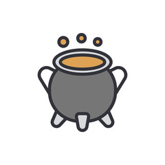 Cauldron colored icons, minimalist vector illustration ,simple transparent graphic element .Isolated on white background