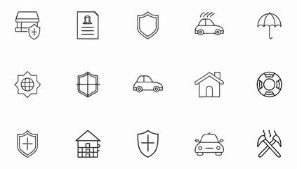 set of web icons in line style eps 