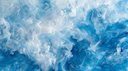 Obraz premium Flowing blue and white abstract textures, a serene and fluid composition evoking tranquility and motion
