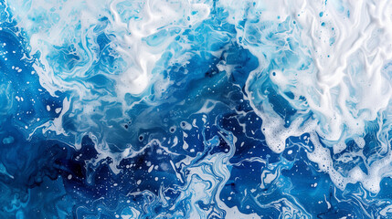 Obraz premium Flowing blue and white abstract textures, a serene and fluid composition evoking tranquility and motion