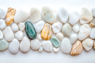 Colorful stones arranged in a horizontal line
