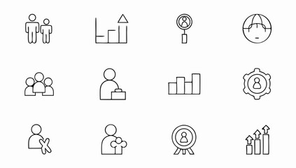 personal growth and success set of web icons in li.eps