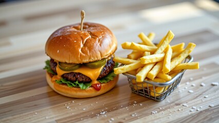 a perfectly grilled ground meat patty, melted cheese, pickles, and a sauce. The bun has a slightly glossy sheen