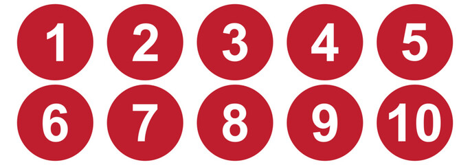Numbers set 1 to 10 vector icon set illustration on white background.