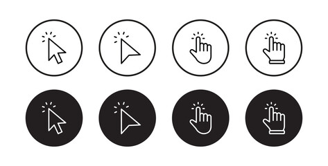 Cursors icons click set. Cursors icon click, Clicking cursor, pointing hand click icon vector illustration	