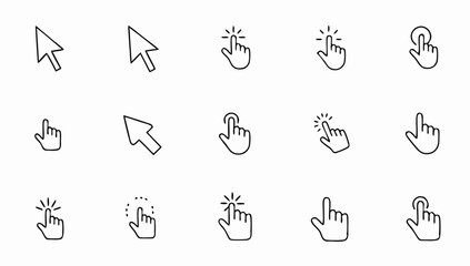 set of hand pointer symbol in trendy flat style  c.eps