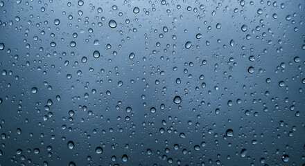 Raindrops On Glass Surface Reflecting Soft Light And Creating Abstract Patterns
