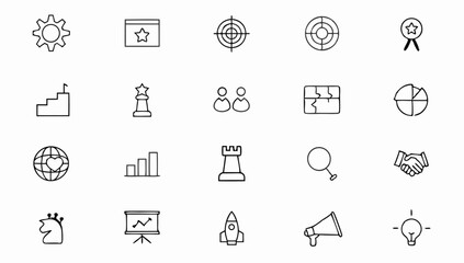 start up set of web icons in line style  business .eps