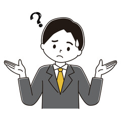 お手上げなスーツ姿の男性のイラスト