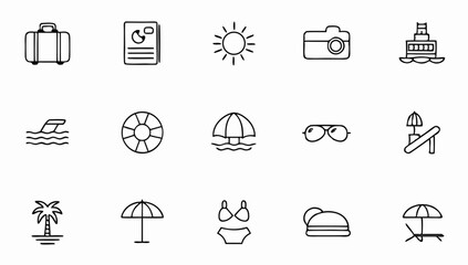 summer set of web icons in line style  summer vaca.eps