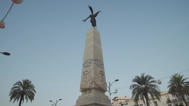 Historic monument and statue in oran  symbolizing war and peace