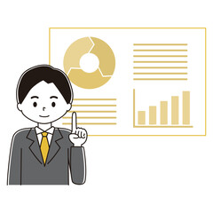 スーツ姿の男性のプレゼンテーションのイラスト