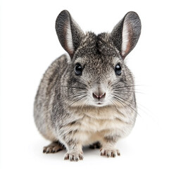 Obraz premium Adorable grey chinchilla portrait close up studio shot white background small pet animal wildlife nature cute fluffy soft