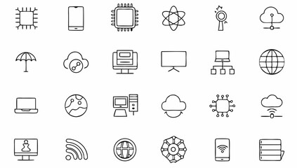 Fototapeta premium technology set of web icons in line style informa (2).eps