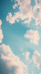 Sky blue gradient with soft bokeh floating upwards