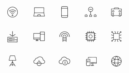 technology set of web icons in line style  informa.eps