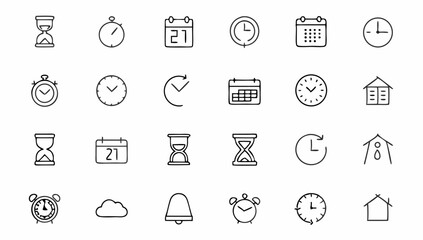 Fototapeta premium time and clock icon set with editable stroke time (1).eps