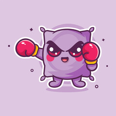 funny pillow character mascot playing boxing sport isolated cartoon