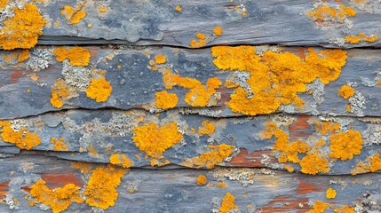 Grey Wood Texture with Yellow Lichen Growth
