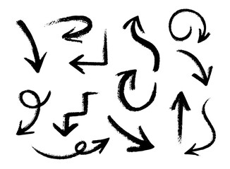 Vector black paint arrows collection.