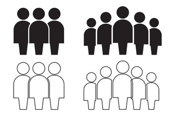 People group icon set. Team people. User profile symbol. Group of people or group of users collection. Persons symbol - stock vector. EPS 10.