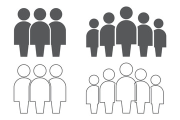 People group icon set. Team people. User profile symbol. Group of people or group of users collection. Persons symbol - stock vector. EPS 10.