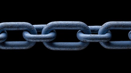 Fototapeta premium A close-up view of a blue metallic chain against a black background, showcasing its texture and links.