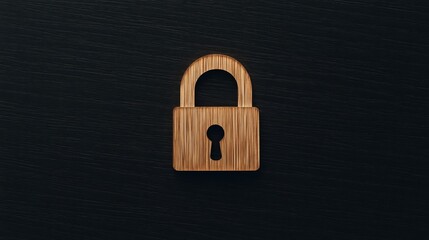 Fototapeta premium A close-up image of a golden padlock on a dark textured surface, symbolizing security and protection.