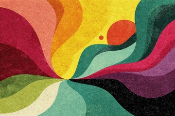 Abstract swirling rainbow pattern with textured, vintage aesthetic
