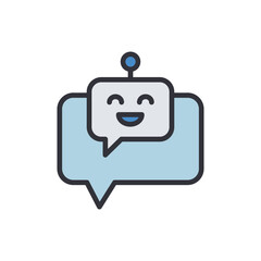 Chat bot colored icons, minimalist vector illustration ,simple transparent graphic element .Isolated on white background