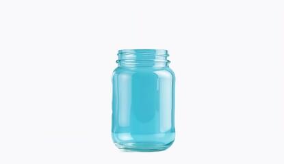 Blue plastic water bottle isolated with cap, empty container for liquid, medical or pharmaceutical use