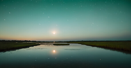 sunset over the lake
